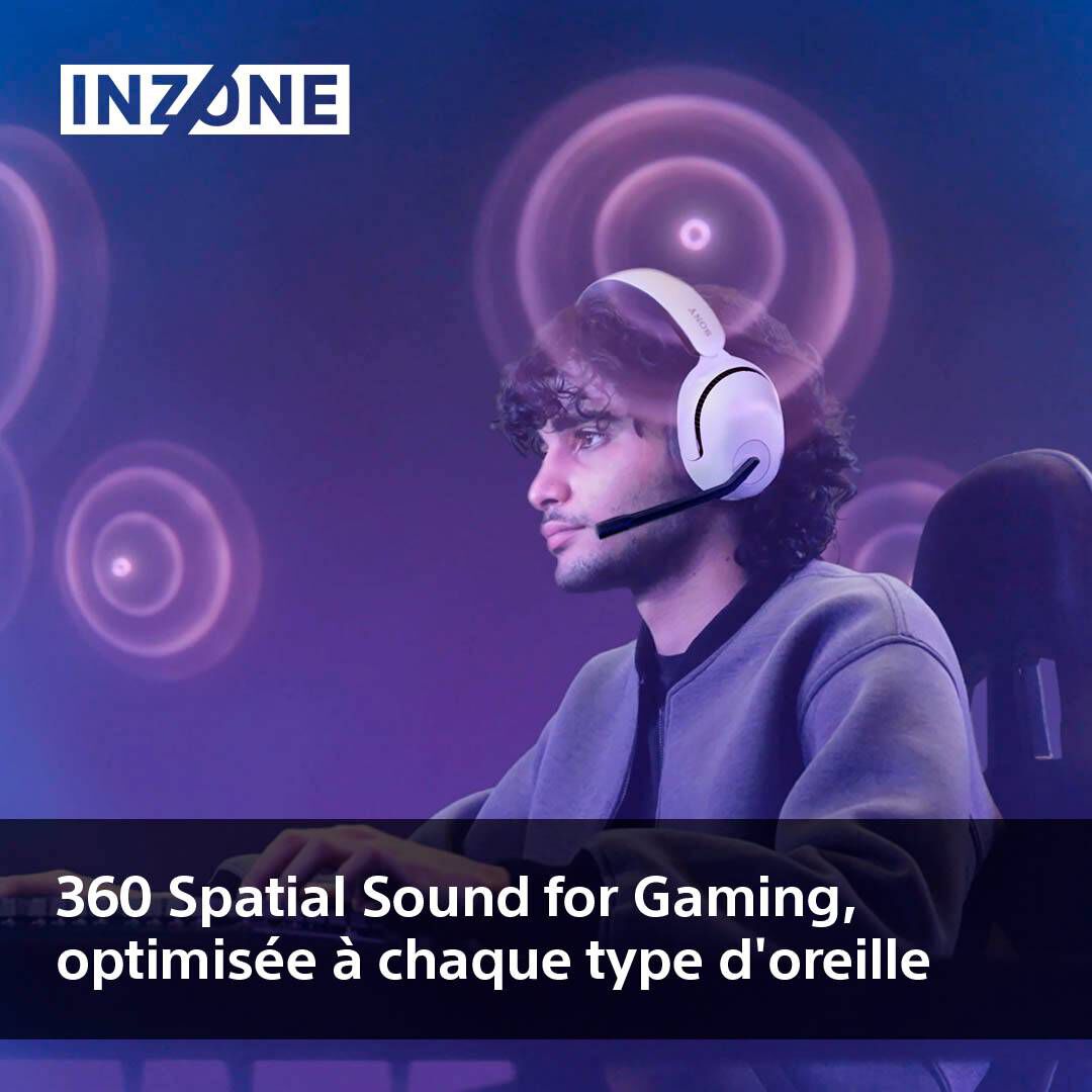 Casque gaming H5 Sony INZONE sans fil | 360 Spatial Sound for PC/PS5 | Blanc